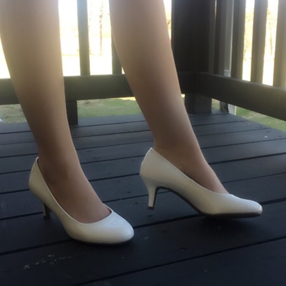white medium heels